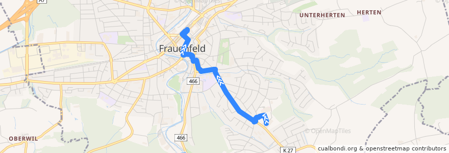 Mapa del recorrido Bus 21: Kantonsspital => Bahnhof de la línea  en Frauenfeld.