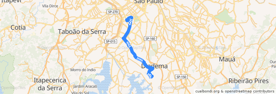 Mapa del recorrido Ônibus 44 de la línea  en Região Imediata de São Paulo.