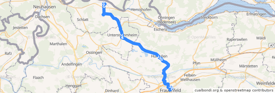 Mapa del recorrido Bus 823: Diessenhofen, Bahnhof => Frauenfeld, Bahnhof de la línea  en سوئیس.