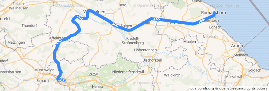 Mapa del recorrido S10: Wil SG => Romanshorn de la línea  en Thurgau.