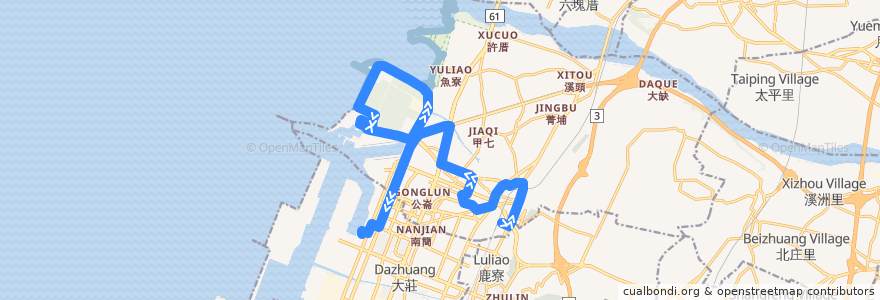 Mapa del recorrido 688路 (往臺中港旅客服務中心) de la línea  en 清水區.