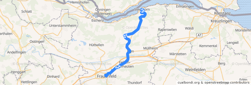 Mapa del recorrido Bus 826: Steckborn, Bahnhof => Frauenfeld, Bahnhof (Hauptweg) de la línea  en Bezirk Frauenfeld.