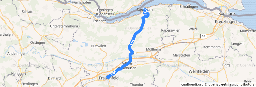 Mapa del recorrido Bus 826: Steckborn, Bahnhof => Frauenfeld, Bahnhof (Weg A) de la línea  en Bezirk Frauenfeld.