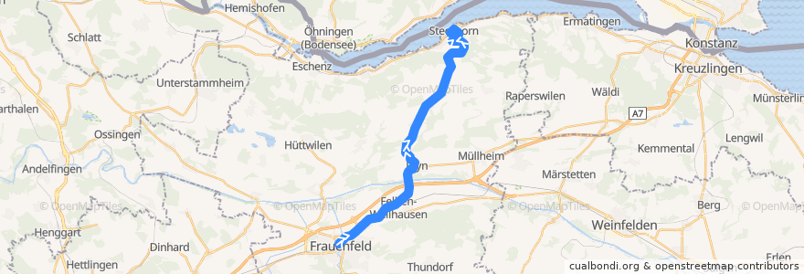 Mapa del recorrido Bus 826: Frauenfeld, Bahnhof => Steckborn, Bahnhof (Weg A) de la línea  en Bezirk Frauenfeld.