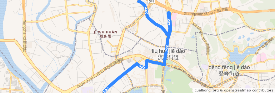 Mapa del recorrido 商务专线3路[站前路(西郊大厦)总站-沙涌南总站] de la línea  en Guangzhou.