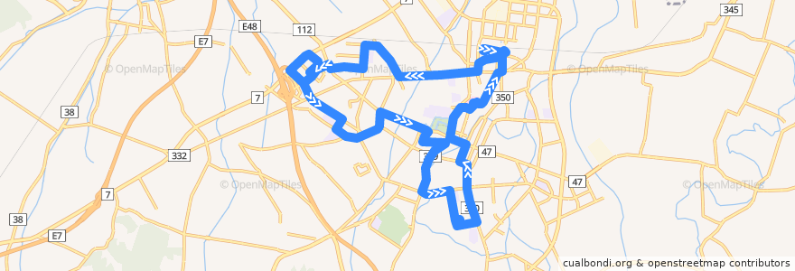 Mapa del recorrido 鶴岡市内廻り3コース de la línea  en 鶴岡市.