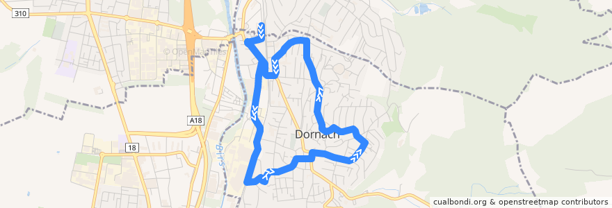 Mapa del recorrido Bus 66: Rundkurs Dornach via Apfelsee–Spital de la línea  en Dornach.