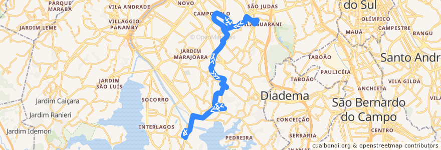 Mapa del recorrido Ônibus 502J-23 de la línea  en San Pablo.