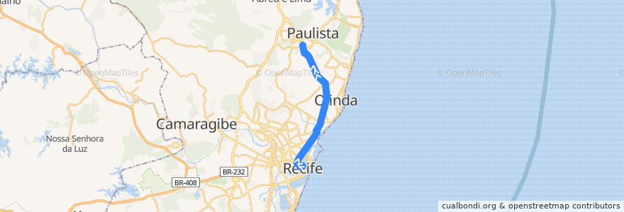Mapa del recorrido Dantas Barreto / TI Pelópidas (BRT) de la línea  en Região Geográgica Imediata do Recife.