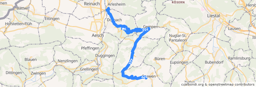 Mapa del recorrido Bus 67: Seewen SO, Herrenmatt => Dornach, Bahnhof [Weg A] de la línea  en Bezirk Dorneck.