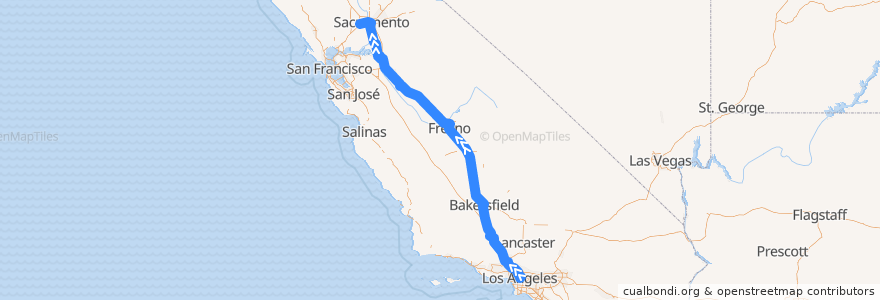 Mapa del recorrido Flixbus 2006: Los Angeles=> Sacramento de la línea  en 加利福尼亚州/加利福尼亞州.
