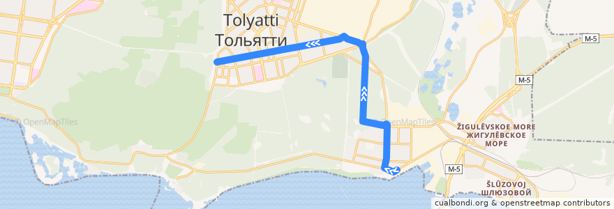 Mapa del recorrido Троллейбус 7: Речной вокзал - Соцгород de la línea  en Stadtkreis Toljatti.