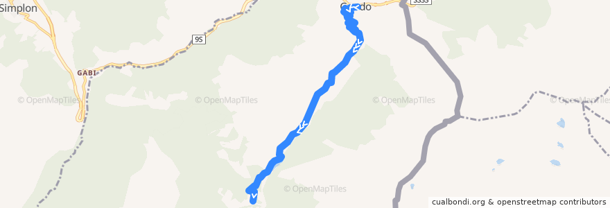 Mapa del recorrido Postauto Gondo-Zwischbergen de la línea  en Zwischbergen.