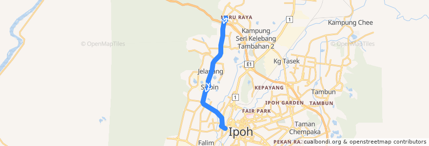Mapa del recorrido T30a Terminal Amanjaya - Stesen Bas Medan Kidd (inbound) de la línea  en پراک.