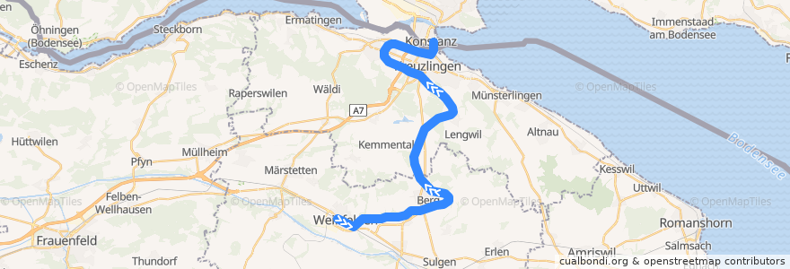 Mapa del recorrido S14: Weinfelden => Konstanz de la línea  en Thurgau.