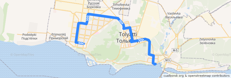 Mapa del recorrido Троллейбус №18 8 квартал - Речной вокзал de la línea  en Tolyatti.