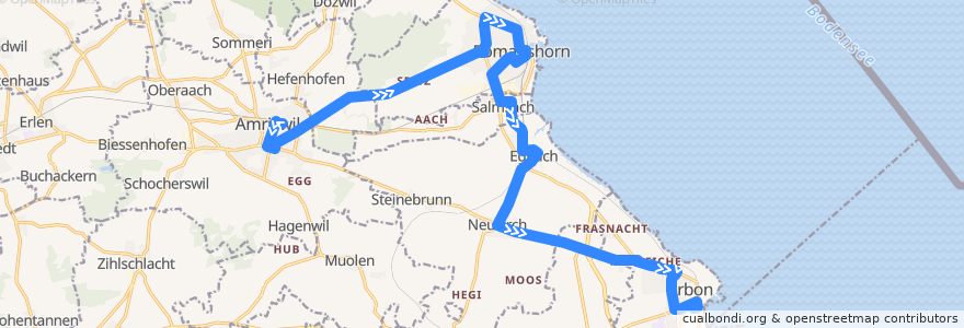 Mapa del recorrido Bus 940: Amriswil, Bahnhof => Romanshorn, Bahnhof => Arbon, Bahnhof de la línea  en Bezirk Arbon.