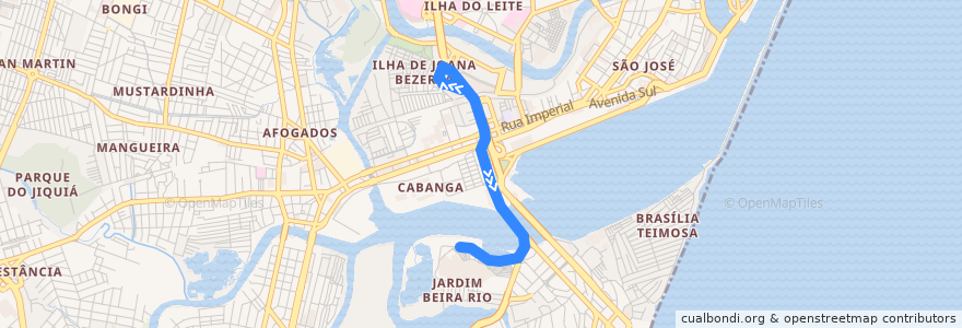 Mapa del recorrido TI Joana Bezerra - Shopping RioMar de la línea  en Recife.