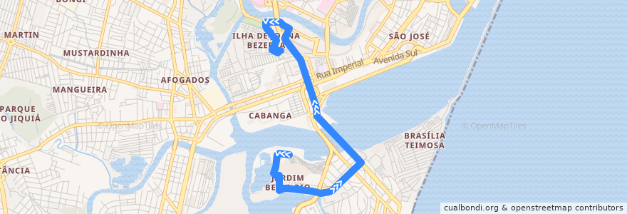 Mapa del recorrido Shopping RioMar - TI Joana Bezerra de la línea  en Ресифи.