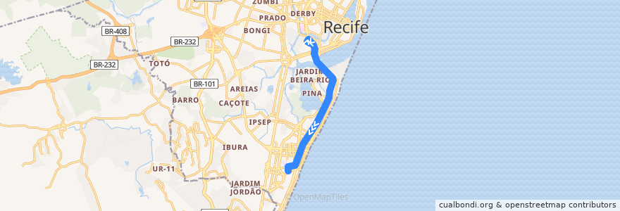 Mapa del recorrido TI Joana Bezerra - Boa Viagem de la línea  en Recife.