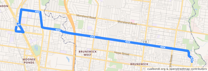 Mapa del recorrido Bus 503: East Brunswick => Albion Street => Essendon de la línea  en Melbourne.