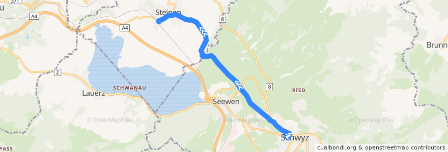 Mapa del recorrido Bus 20: Schwyz, Post => Steinen, Bahnhof de la línea  en Suisse.