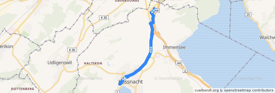 Mapa del recorrido Bus 27: Küssnacht am Rigi, Fänn Nord => Küssnacht am Rigi, Bahnhof de la línea  en Switzerland.