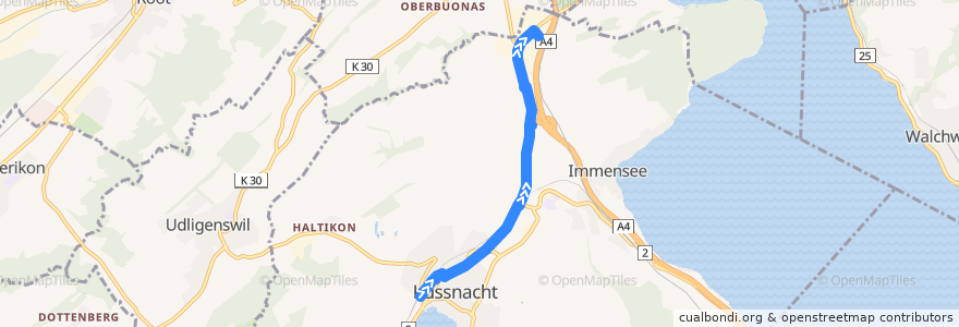 Mapa del recorrido Bus 27: Küssnacht am Rigi, Bahnhof => Küssnacht am Rigi, Fänn Nord de la línea  en Schweiz/Suisse/Svizzera/Svizra.