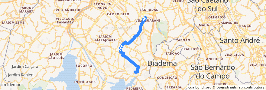 Mapa del recorrido 5752-10 Vl. Missionaria de la línea  en São Paulo.