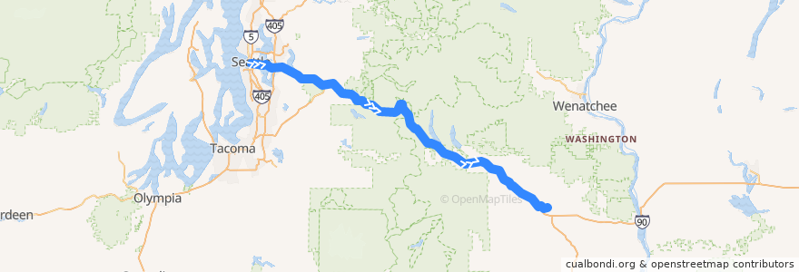 Mapa del recorrido Flixbus 2121: Seattle => Ellensburg de la línea  en واشنگتن.