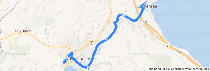 Mapa del recorrido Bus 22: Immensee, Dorf => Küssnacht am Rigi, Bahnhof de la línea  en Küssnacht.