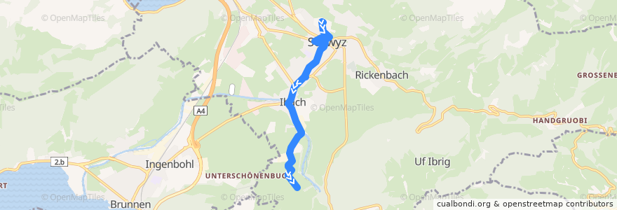 Mapa del recorrido Bus 31: Schwyz, Kollegi => Ibach, Oberschönenbuch de la línea  en Schwyz.