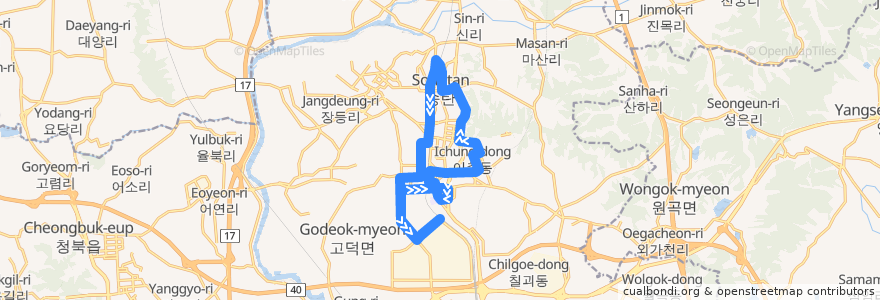 Mapa del recorrido 평택 마을버스 33B de la línea  en Pyeongtaek-si.