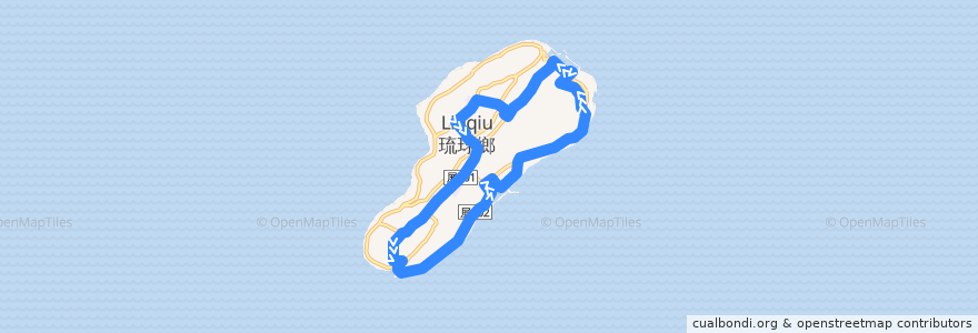 Mapa del recorrido 屏東縣 601A 小琉球環島支線接駁公車 de la línea  en 中華民國12浬領海外界線.