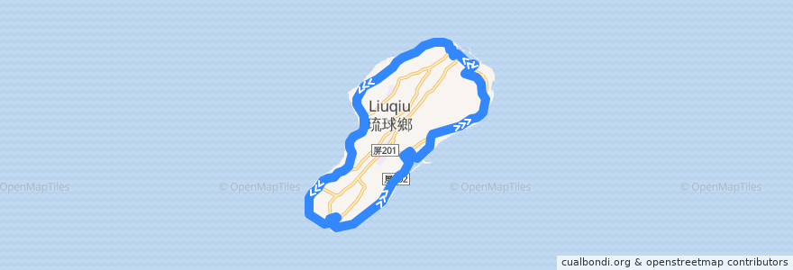 Mapa del recorrido 屏東縣 601 小琉球環島接駁公車 de la línea  en 中華民國12浬領海外界線.