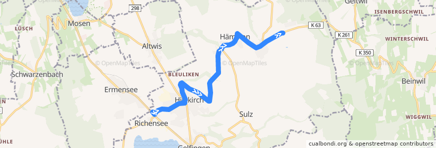 Mapa del recorrido Bus 106 de la línea  en Hitzkirch.