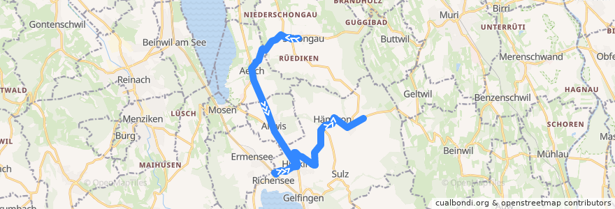 Mapa del recorrido Bus 109: Schongau, Kreuz => Hämikon, Berg de la línea  en Lucerne.