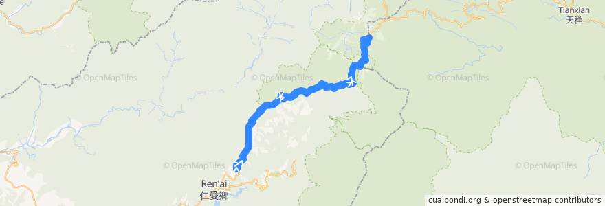 Mapa del recorrido 6658A 清境農場->合歡山 de la línea  en 仁愛鄉.