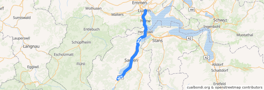 Mapa del recorrido S5: Giswil => Luzern de la línea  en Schweiz/Suisse/Svizzera/Svizra.