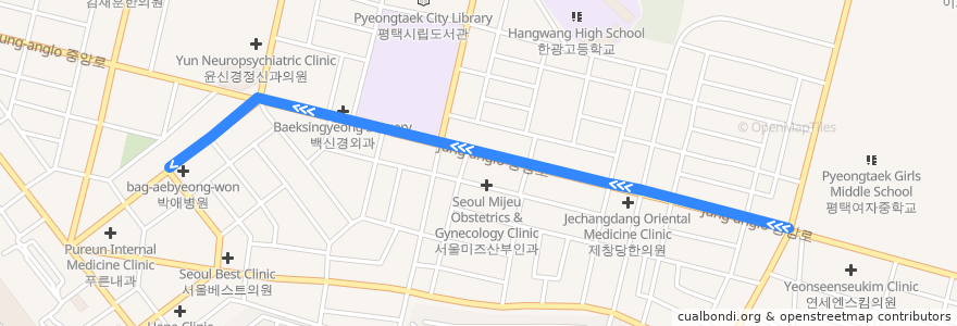 Mapa del recorrido 평택 시내버스 80 de la línea  en Pyeongtaek-si.