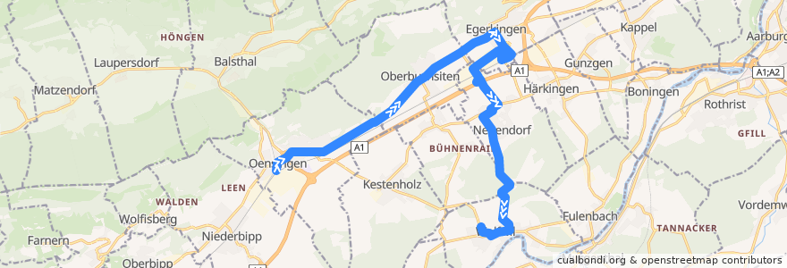 Mapa del recorrido Bus 126: Oensingen, Bahnhof => Wolfwil, Oberdorf de la línea  en Bezirk Gäu.