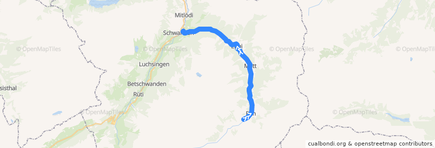 Mapa del recorrido Bus 541: Elm, Sportbahnen => Schwanden GL, Bahnhof de la línea  en Glarus Süd.