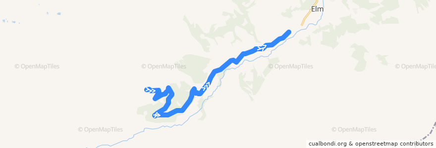 Mapa del recorrido Bus 545: Elm, Obererbs Skihütte => Sportbahnen de la línea  en Glarus Süd.