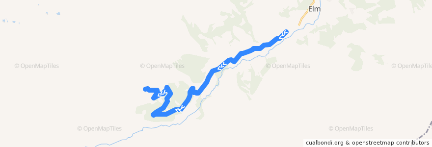 Mapa del recorrido Bus 545: Elm, Sportbahnen => Obererbs Skihütte de la línea  en Glarus Süd.