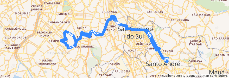 Mapa del recorrido Ônibus 470 de la línea  en Região Imediata de São Paulo.