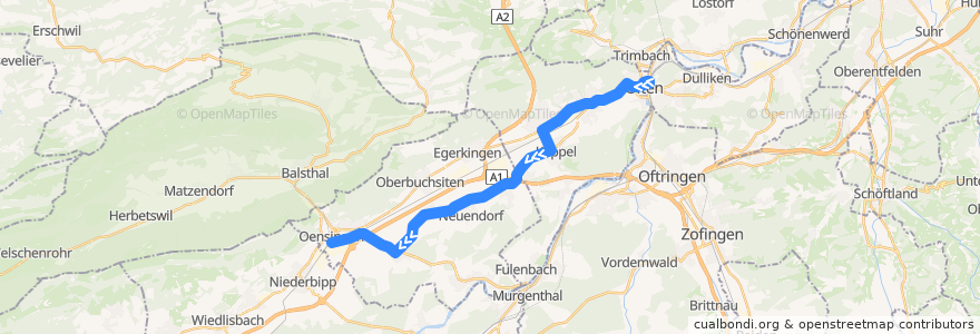 Mapa del recorrido Bus N55: Olten, Bahnhof => Oensingen, Bahnhof Süd de la línea  en Solothurn.