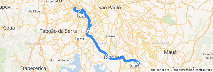 Mapa del recorrido 280BI1 São Paulo (Cidade Universitária) de la línea  en Região Imediata de São Paulo.