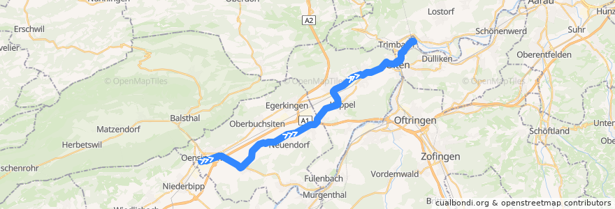 Mapa del recorrido Bus 505: Oensingen => Olten, Haslistrasse de la línea  en Soleure.