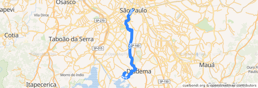 Mapa del recorrido 5106-10 Jd. Selma de la línea  en San Paolo.