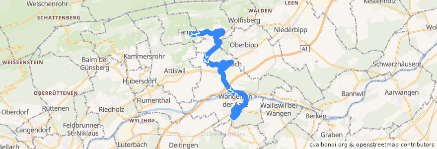 Mapa del recorrido Bus 58: Farnern => Wangen an der Aare de la línea  en Verwaltungskreis Oberaargau.